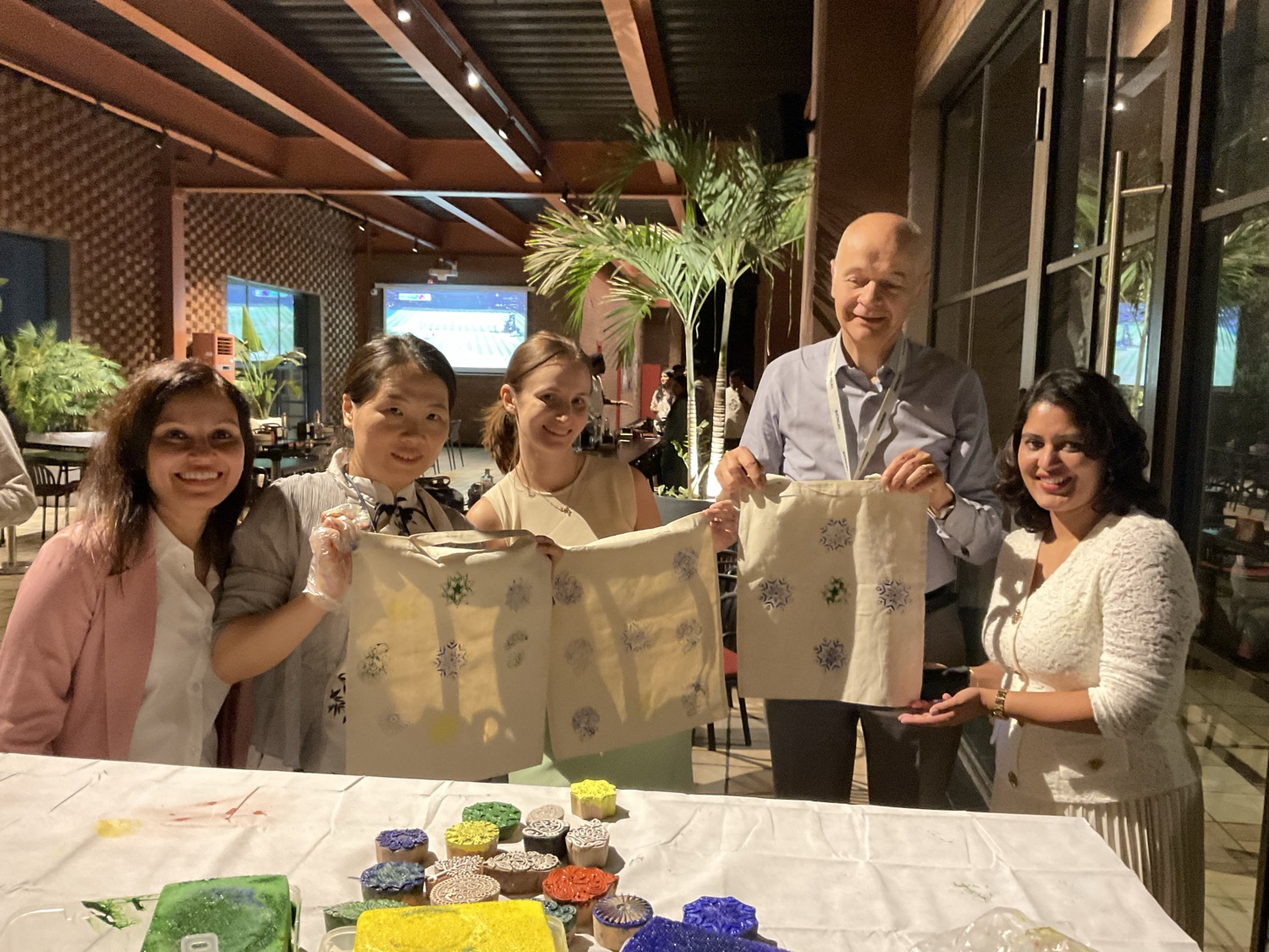Team block-printing craft workshop